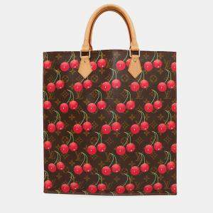 Pre Owned Louis Vuitton Sac Plat Brown Monogram Cherry Handbag