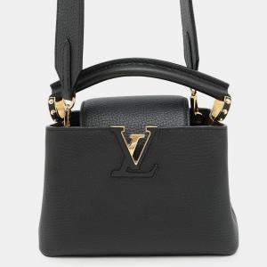 Pre Owned Louis Vuitton Capucines Mini Noir Taurillon Leather Handbag