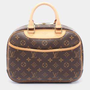 Pre Owned Louis Vuitton Trouville Handbag Monogram Canvas Leather Brown