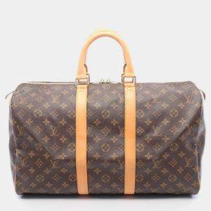 Pre Owned Louis Vuitton Keepall 45 Traveling Handbag Monogram Canvas