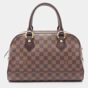 Pre Owned Louis Vuitton Duomo Handbag Damier Canvas Leather Ebene