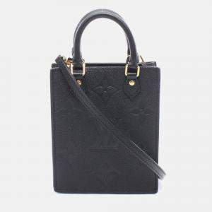 Pre Owned Louis Vuitton Petit Sac Plat Shoulder Handbag Monogram Empreinte Noir
