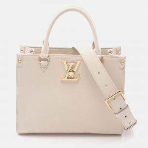 Pre Owned Louis Vuitton Rock & Go Quartz Shoulder Tote Bag Grain Calfskin Beige