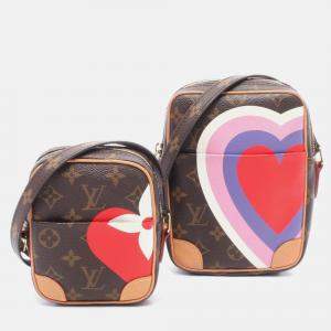 Pre Owned Louis Vuitton Panam Set Shoulder Bag Game On Monogram Pvc Coated Canvas Leather Brown Multicolor
