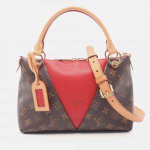 Pre Owned Louis Vuitton Brown/Red Monogram V Tote BB