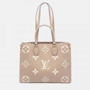 Pre Owned Louis Vuitton OnTheGo MM Beige/Ivory Monogram Empreinte Leather Tote Bag