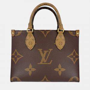 Pre Owned Louis Vuitton On The Go PM Monogram Reverse Canvas and Leather Shoulder Bag