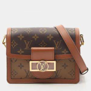 Pre Owned Louis Vuitton Dauphine Mini Shoulder Bag Coated Canvas And Leather Monogram Reverse Brown Beige