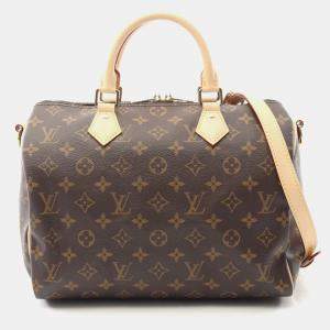 Pre Owned Louis Vuitton Speedy Bandouliere 30 Brown Monogram Coated Canvas Handbag