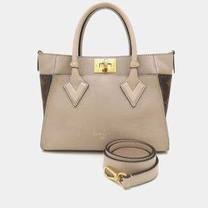 Pre Owned Louis Vuitton On My Side PM Greige Brown Monogram Canvas Handbag