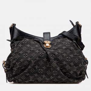 Pre Owned Louis Vuitton Black Monogram Denim Mahina XS
