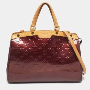 Pre Owned Louis Vuitton Rouge Fauviste Monogram Vernis Brea MM Bag