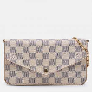 Pre Owned Louis Vuitton White Damier Azur Pochette Felicie