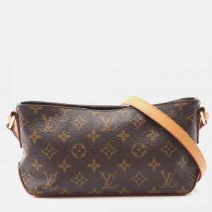 Pre Owned Louis Vuitton Trotteur Shoulder Bag Monogram Canvas Leather Brown