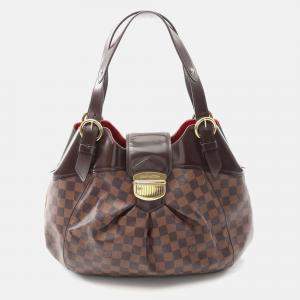 Pre Owned Louis Vuitton Sistina Gm Handbag Damier Canvas Leather Ebene