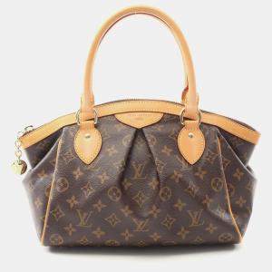 Pre Owned Louis Vuitton Tivoli Pm Handbag Monogram Canvas Leather Brown