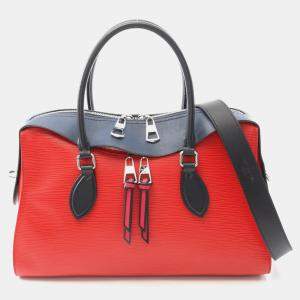 Pre Owned Louis Vuitton Tuileries Red Navy Black Epi Leather Shoulder Bag