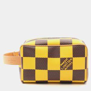 Pre Owned Louis Vuitton Locker Dopp Kit Yellow/Brown Damier Pop Coated Canvas Shoulder Bag