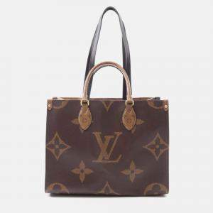 Pre Owned Louis Vuitton On The Go MM Brown Monogram Canvas Tote Bag