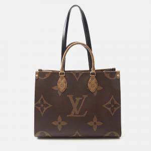 Pre Owned Louis Vuitton OnTheGo MM Brown Monogram Giant Reverse Shoulder Tote Bag