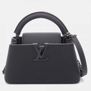 Pre Owned Louis Vuitton Capucines Ew Mini Shoulder Handbag Leather Black