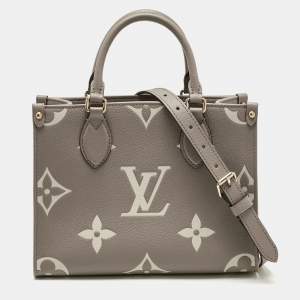 Pre Owned Louis Vuitton Tourterelle/Creme Monogram Empreinte Onthego PM Tote