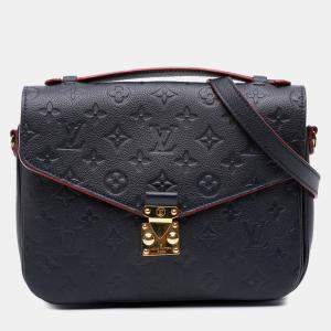 Pre Owned Louis Vuitton Navy Blue Monogram Empreinte Pochette Metis