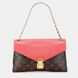 Pre Owned Louis Vuitton Brown Pink Monogram Pallas Chain
