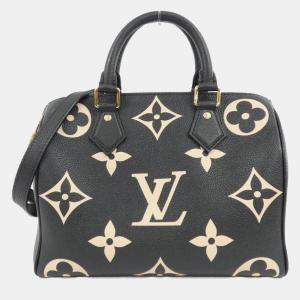 Pre Owned Louis Vuitton Speedy Bandouliere 25 Beige, Black Monogram Empreinte Leather Boston Bag