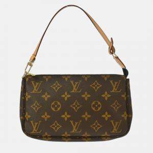 Pre Owned Louis Vuitton Pochette Accessoires Brown Monogram Canvas Handbag