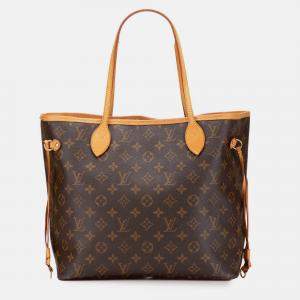 Pre Owned Louis Vuitton Brown Monogram Neverfull MM