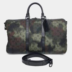 Pre Owned Louis Vuitton Multicolor Fabric Camouflage Bandouliere Keepall 50