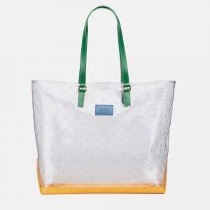 Pre Owned Louis Vuitton White Limited Edition Brazil 500th Anniversary Monogram Vinyl Clear Cabas