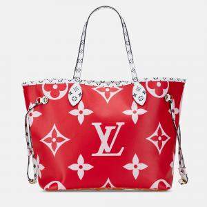 Pre Owned Louis Vuitton Red Monogram Giant Neverfull MM