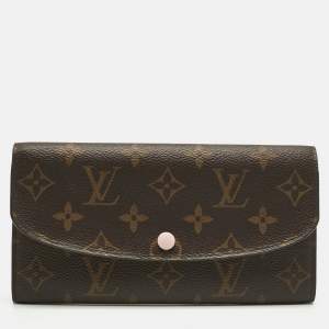 Pre Owned Louis Vuitton Rose Ballerine Damier Ebene Canvas Emilie Wallet