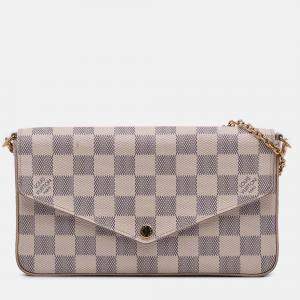 Pre Owned Louis Vuitton White Damier Azur Pochette Felicie