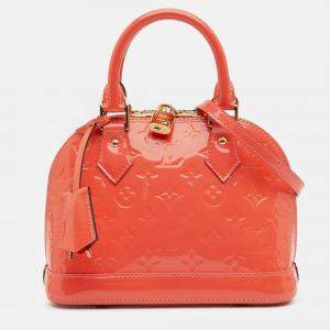 Pre Owned Louis Vuitton Orange Monogram Vernis Alma BB