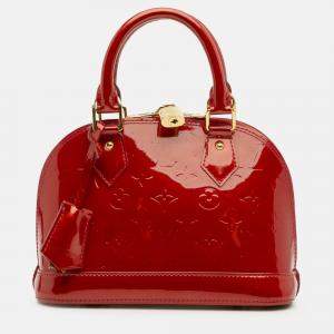 Pre Owned Louis Vuitton Red Monogram Vernis Alma BB