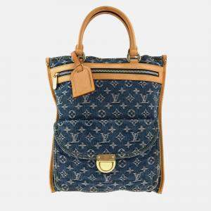 Pre Owned Louis Vuitton Monogram Denim Flat Shopper Tote Handbag