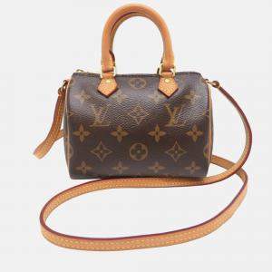 Pre Owned Louis Vuitton Nano Speedy Boston Bag Monogram Brown