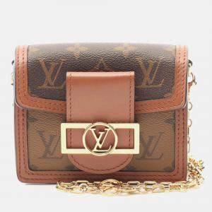 Pre Owned Louis Vuitton Pico Dauphine Shoulder Bag Coated Canvas And Leather Monogram Reverse  Brown