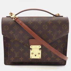 Pre Owned Louis Vuitton Monceau Shoulder Handbag  Monogram Canvas Brown
