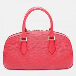 Pre Owned Louis Vuitton Jasmine Castilian Red Epi Leather Top Handle Bag