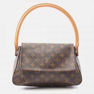 Pre Owned Louis Vuitton Mini Looping Handbag  Monogram Canvas Leather Brown