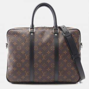 Pre Owned Louis Vuitton Porte Documents Voyage Monogram Canvas and Leather Briefcase Bag