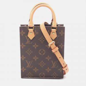 Pre Owned Louis Vuitton Petit Sac Plat Brown Monogram Canvas Tote Bag