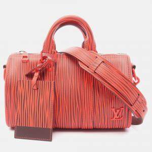 Pre Owned Louis Vuitton X Park Seo-Bo Keepall Bandouliere 25 Xl Handbag  Epi Red
