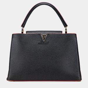 Pre Owned Louis Vuitton Black/Red Taurillon Capucines MM