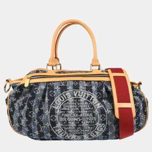 Pre Owned Louis Vuitton Blue Monogram Denim Cabas Raye GM 2way Tote