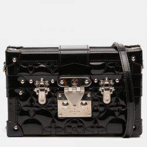 Pre Owned Louis Vuitton Black Monogram Vernis Fleur Petite Malle